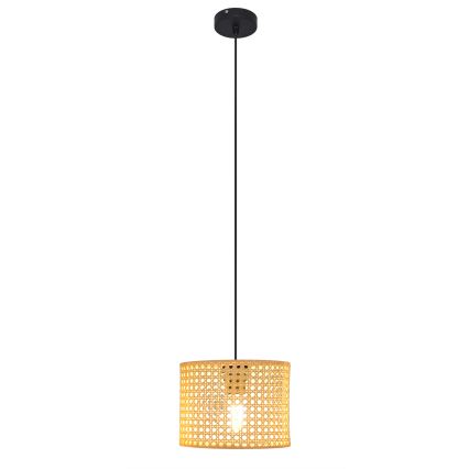 Hängeleuchte an Schnur ALBA 1xE27/15W/230V d 20 cm Rattan/schwarz