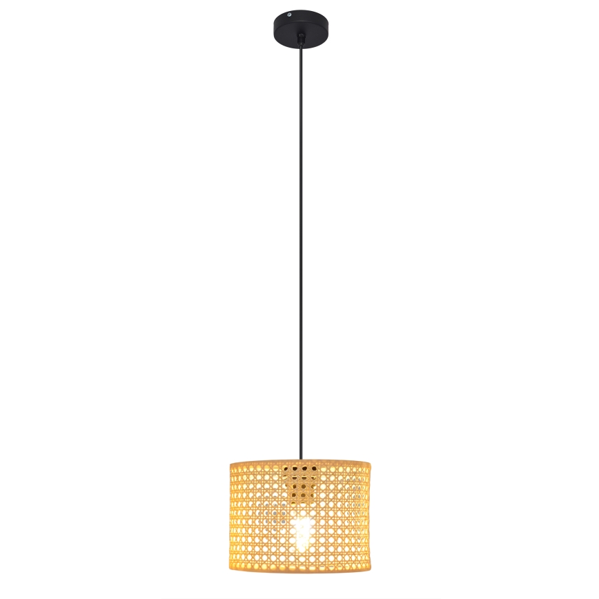 Hängeleuchte an Schnur ALBA 1xE27/15W/230V d 20 cm Rattan/schwarz
