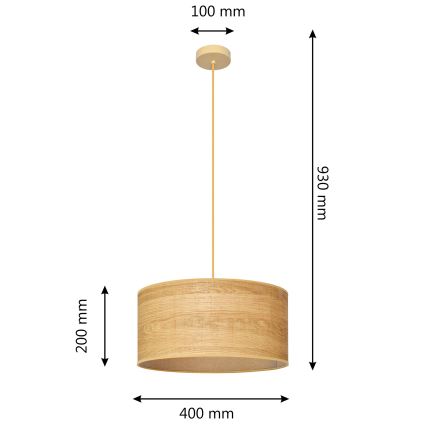Hängeleuchte an Schnur ALBA 1xE27/15W/230V d 40 cm braun