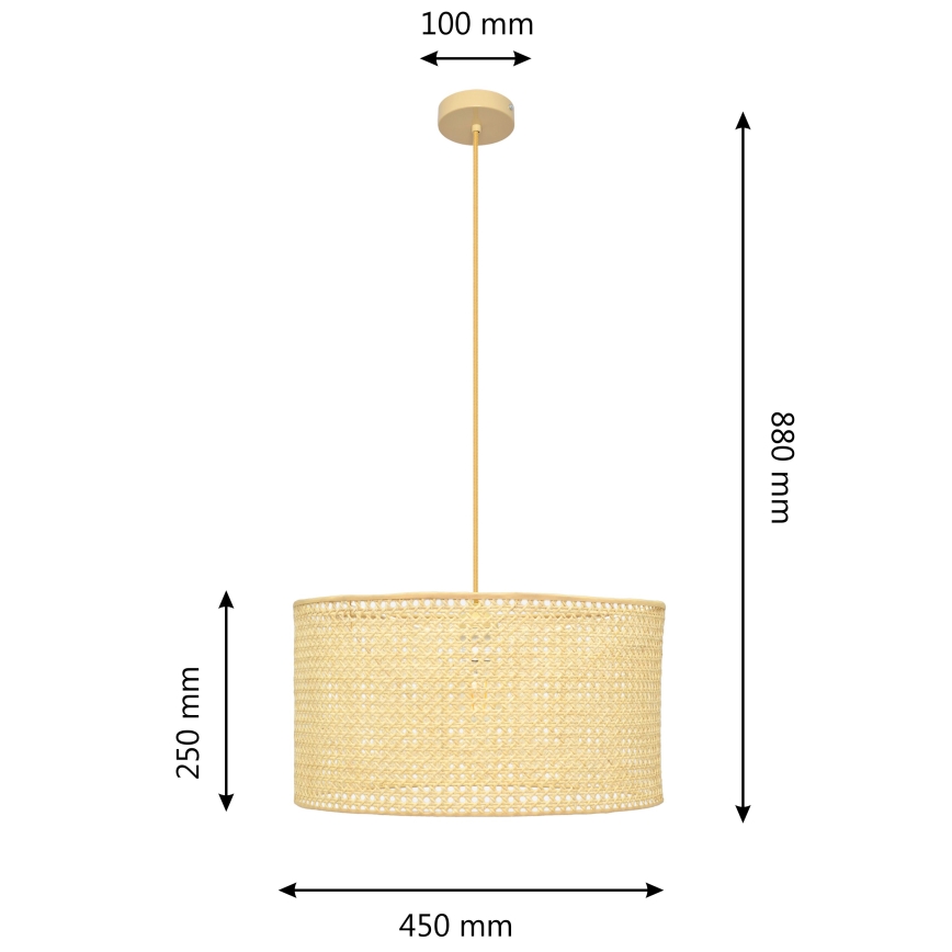 Hängeleuchte an Schnur ALBA 1xE27/15W/230V d 45 cm Rattan
