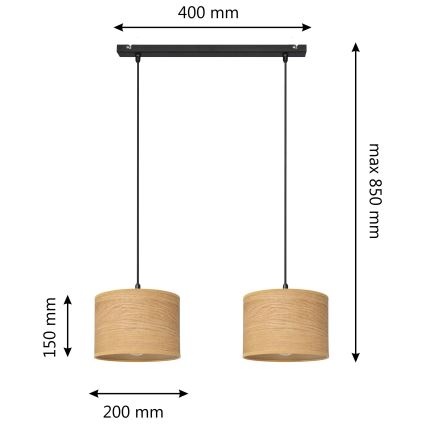 Hängeleuchte an Schnur ALBA 2xE27/15W/230V braun/schwarz
