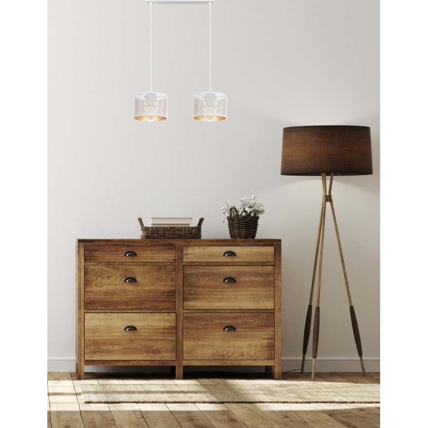 Hängeleuchte an Schnur ALDO 2xE27/60W/230V weiß