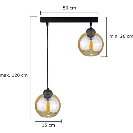 Hängeleuchte an Schnur AMBRE BLACK 2xE27/60W/230V