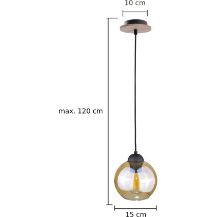 Hängeleuchte an Schnur AMBRE WOOD 1xE27/60W/230V