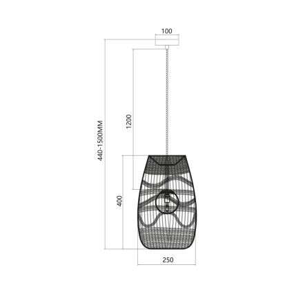 Hängeleuchte an Schnur ARONA 1xG9/9W/230V d 25 cm Rattan/schwarz