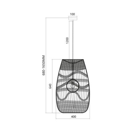 Hängeleuchte an Schnur ARONA 1xG9/9W/230V d 40 cm Rattan/schwarz