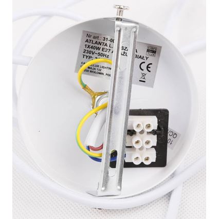 Hängeleuchte an Schnur ATLANTA 1xE27/40W/230V weiß