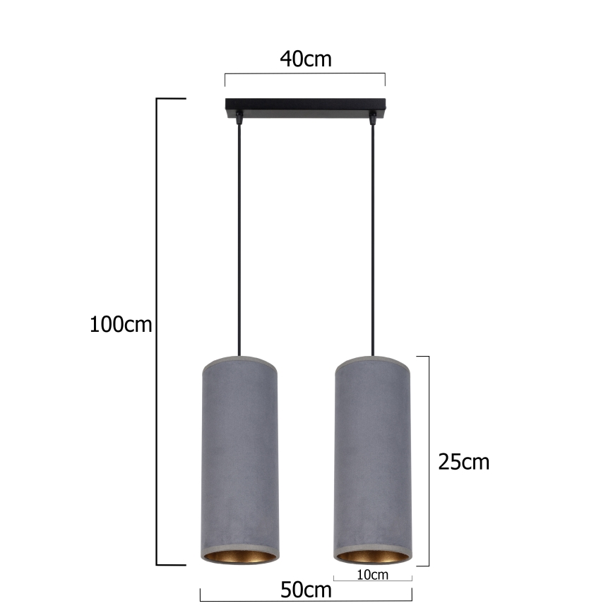 Hängeleuchte an Schnur AVALO 2xE27/60W/230V grau
