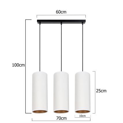 Hängeleuchte an Schnur AVALO 3xE27/60W/230V weiß