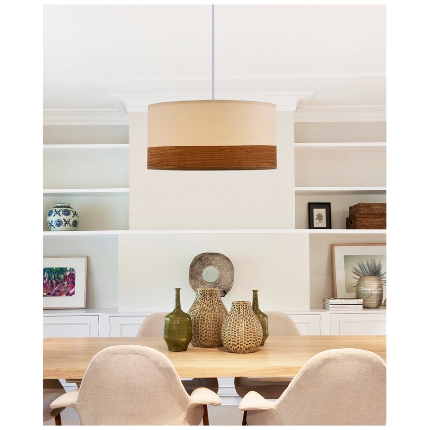 Hängeleuchte an Schnur BIANCO 1xE27/40W/230V weiß/braun