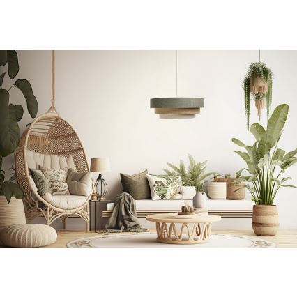 Hängeleuchte an Schnur BOHO TRINITI 1xE27/60W/230V grau/beige/cremefarben