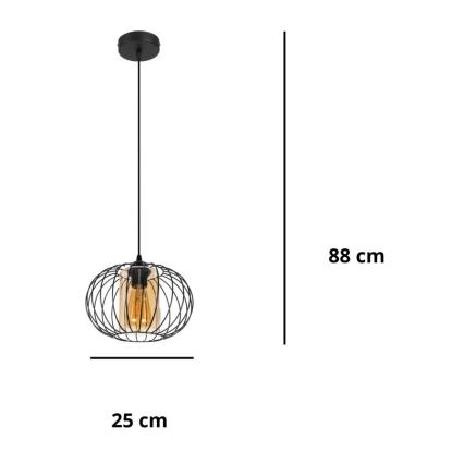 Hängeleuchte an Schnur CORRINI 1xE27/60W/230V d 25 cm schwarz/beige