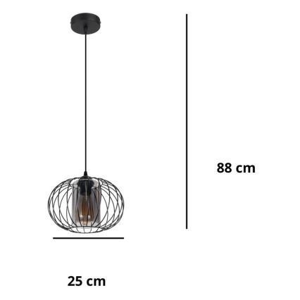 Hängeleuchte an Schnur CORRINI 1xE27/60W/230V d 25 cm schwarz/grau