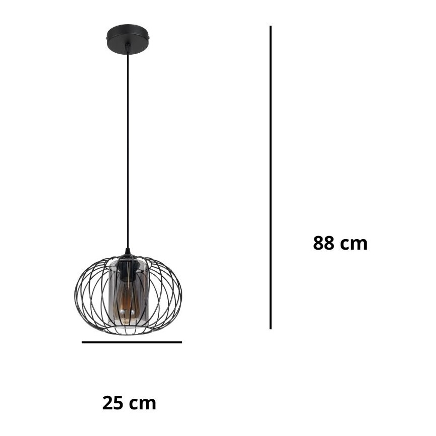 Hängeleuchte an Schnur CORRINI 1xE27/60W/230V d 25 cm schwarz/grau