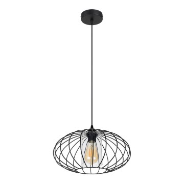 Hängeleuchte an Schnur CORRINI 1xE27/60W/230V d 34 cm schwarz/klar