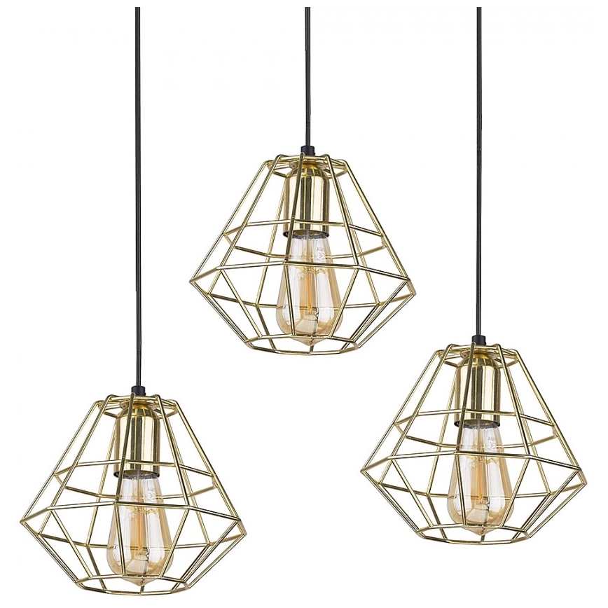 Hängeleuchte an Schnur DIAMOND 3xE27/60W/230V golden