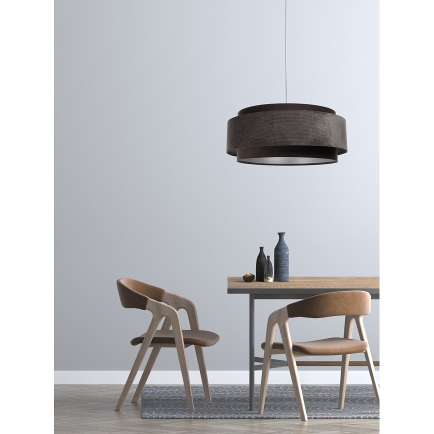 Hängeleuchte an Schnur DOBLO 1xE27/60W/230V d 60 cm braun/silbern