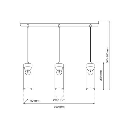 Hängeleuchte an Schnur ELICA 3xE27/60W/230V