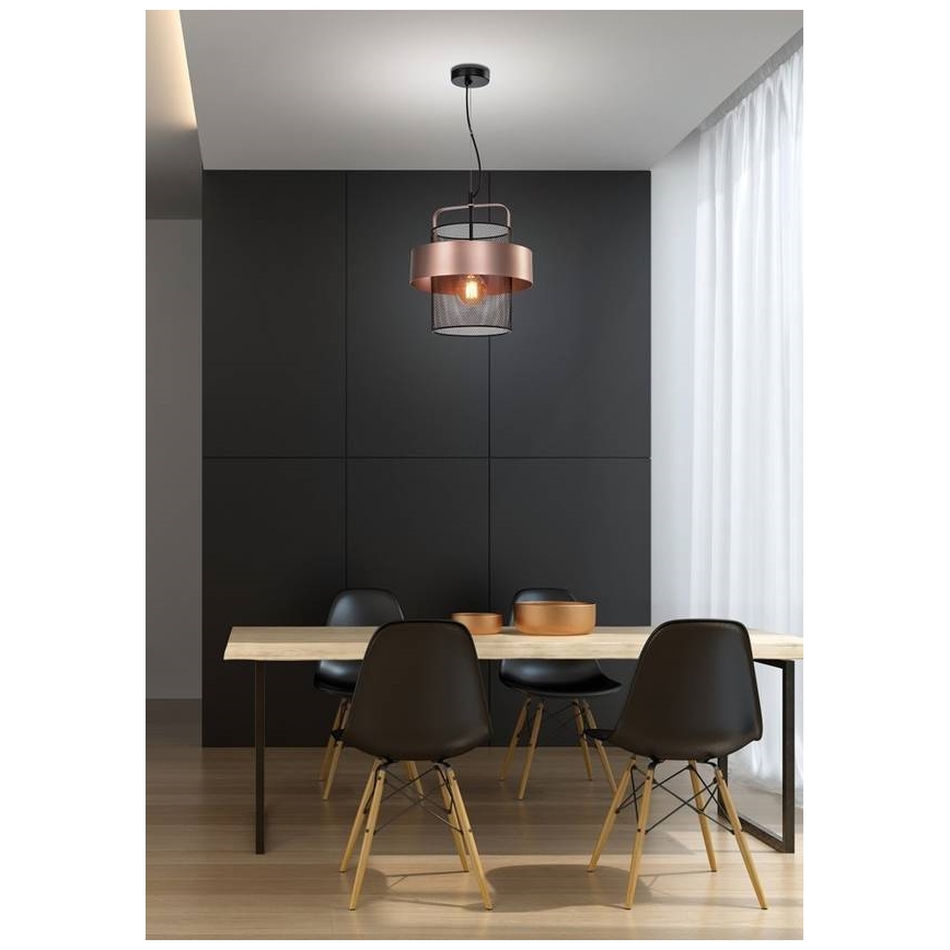 Hängeleuchte an Schnur FIBA 1xE27/60W/230V Roségold/schwarz