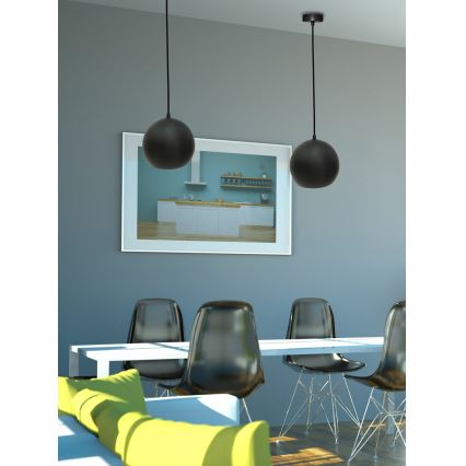 Hängeleuchte an Schnur FLEN 1xE27/40W/230V d 20 cm schwarz