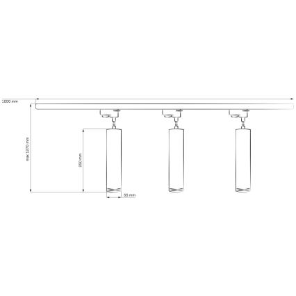 Hängeleuchte an Schnur für Schienensystem MARIBEL 3xGU10/10W/230V + 1 m Schienensystem schwarz