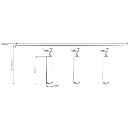 Hängeleuchte an Schnur für Schienensystem PARIS 3xGU10/10W/230V + 1 m Schienensystem weiß