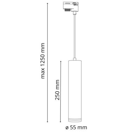 Hängeleuchte an Schnur für Schienensystem PARIS 3xGU10/10W/230V + 1 m Schienensystem schwarz