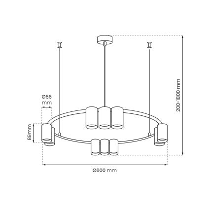 Hängeleuchte an Schnur GENESIS 10xGU10/8W/230V weiß