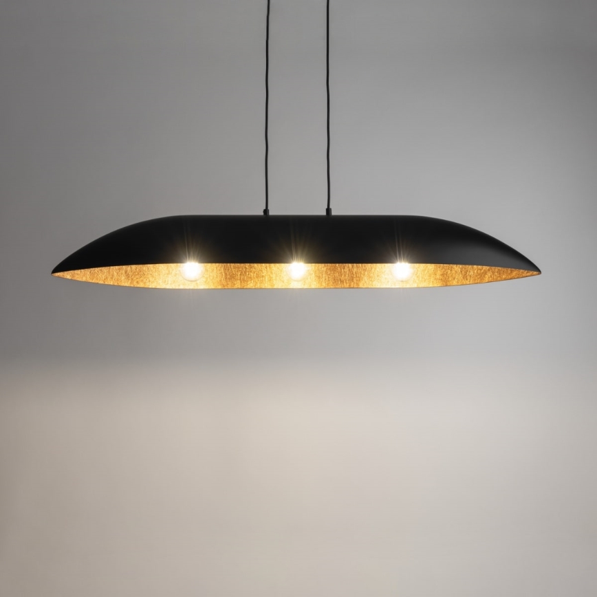 Hängeleuchte an Schnur GONDOLA 3xE27/60W/230V schwarz/kupfern