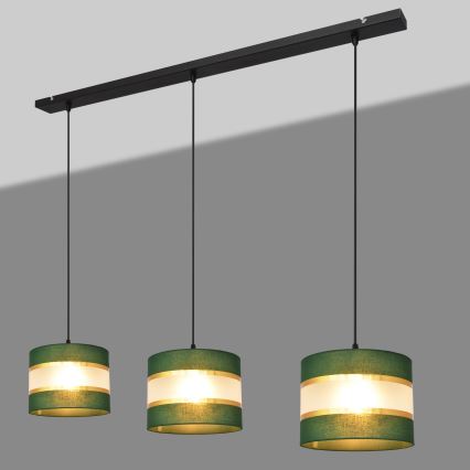 Hängeleuchte an Schnur HELEN 3xE27/15W/230V grün/golden