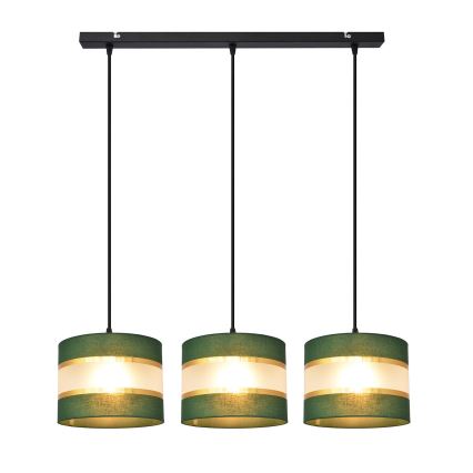 Hängeleuchte an Schnur HELEN 3xE27/15W/230V grün/golden