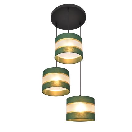 Hängeleuchte an Schnur HELEN 3xE27/15W/230V grün/golden