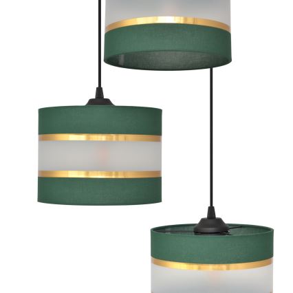 Hängeleuchte an Schnur HELEN 3xE27/15W/230V grün/golden