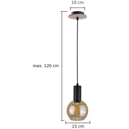 Hängeleuchte an Schnur JANTAR WOOD 1xE27/60W/230V