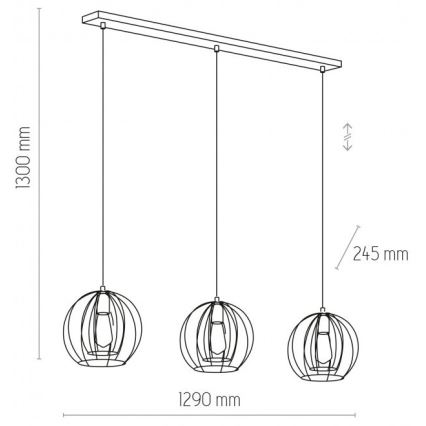 Hängeleuchte an Schnur JAULA 3xE27/60W/230V