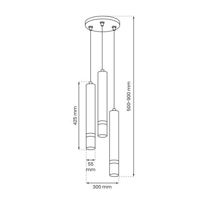 Hängeleuchte an Schnur JOKER 3xGU10/8W/230V weiß/glänzendes Chrom