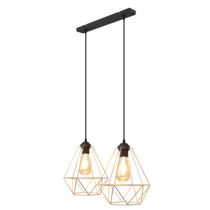 Hängeleuchte an Schnur KARO 2xE27/15W/230V golden/schwarz