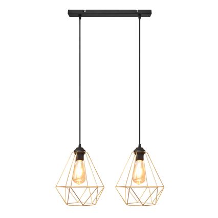 Hängeleuchte an Schnur KARO 2xE27/15W/230V golden/schwarz