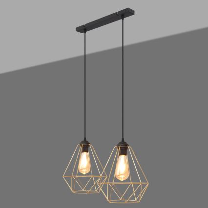 Hängeleuchte an Schnur KARO 2xE27/15W/230V golden/schwarz
