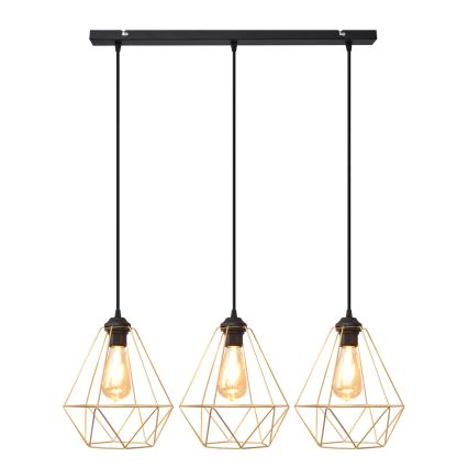 Hängeleuchte an Schnur KARO 3xE27/15W/230V golden/schwarz