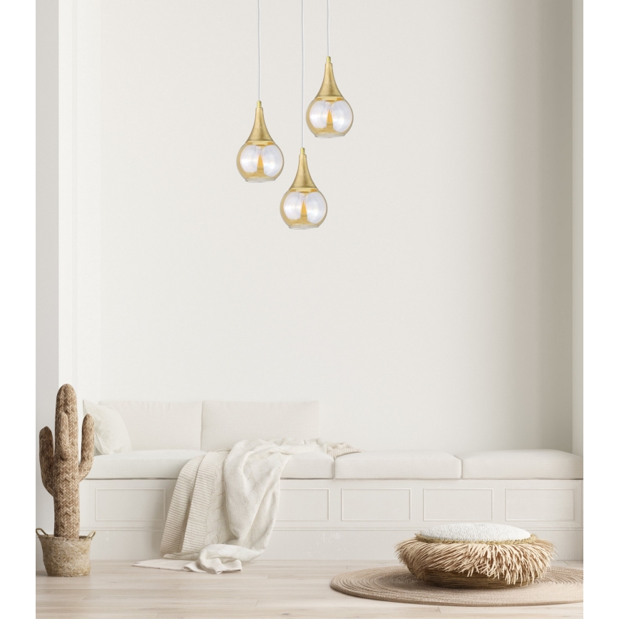Hängeleuchte an Schnur LACRIMA WHITE 3xE27/60W/230V d 30 cm