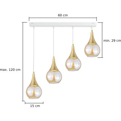 Hängeleuchte an Schnur LACRIMA WHITE 4xE27/60W/230V