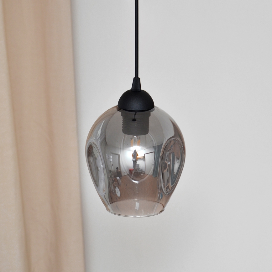 Hängeleuchte an Schnur LILI 1xE27/15W/230V schwarz/grau