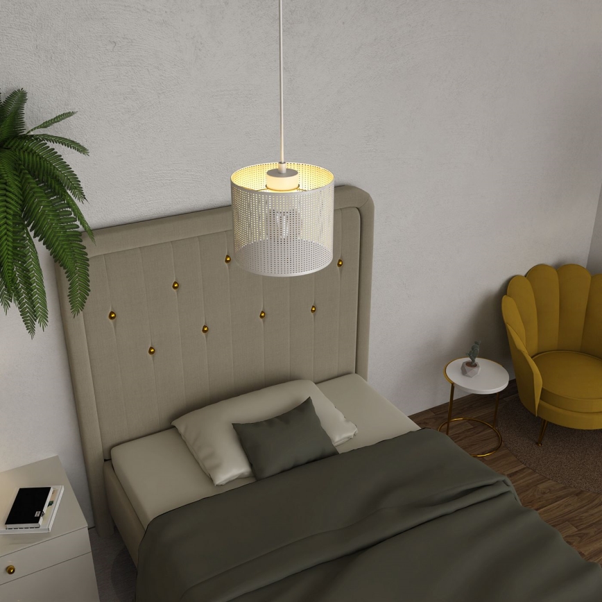 Hängeleuchte an Schnur LOFT SHADE 1xE27/60W/230V Durchmesser 18 cm weiß/golden
