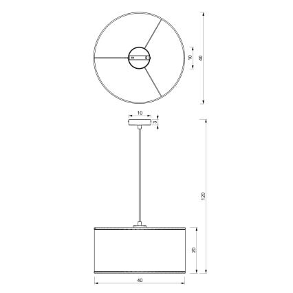 Hängeleuchte an Schnur LOFT SHADE 1xE27/60W/230V Durchmesser 40 cm schwarz/golden