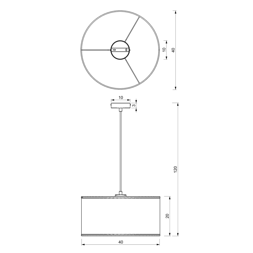 Hängeleuchte an Schnur LOFT SHADE 1xE27/60W/230V Durchmesser 40 cm schwarz/golden
