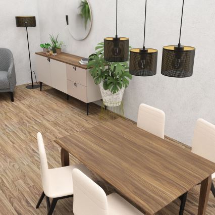 Hängeleuchte an Schnur LOFT SHADE 3xE27/60W/230V schwarz/golden