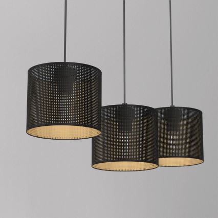 Hängeleuchte an Schnur LOFT SHADE 3xE27/60W/230V schwarz/golden
