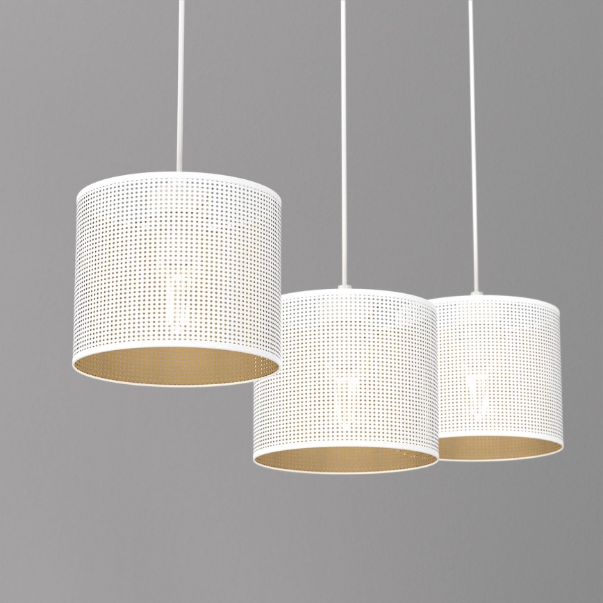 Hängeleuchte an Schnur LOFT SHADE 3xE27/60W/230V weiß/golden