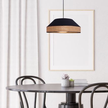 Hängeleuchte an Schnur MANISO 1xE27/60W/230V d 45 cm schwarz/beige